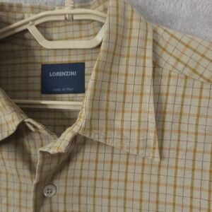 Lorenzini Italy Long Sleeve Button Down  Shirt XL Brown Check Plaid Preppy